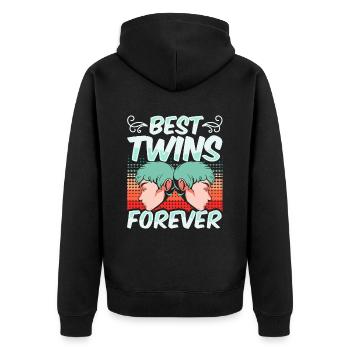 Best Twins Forever Humor Twin Funny - Unisex Premium Organic Zip Hoodie - black - Back - Nico (187cm)