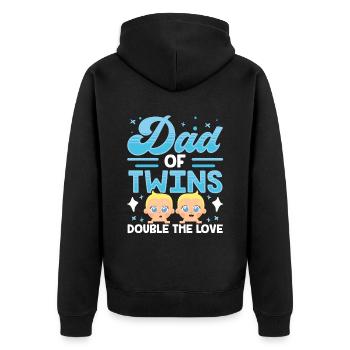 Vater Von Zwillingen Doppelte Liebe Lustig - Unisex Premium Bio Zip Hoodie - Schwarz - Hinten - Nico (187cm)