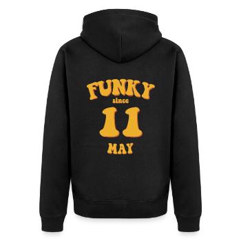 Funky Anniversaire: Mai 2011 - Flower Power - Veste à capuche bio Premium Unisexe - noir - Dos - Nico (187cm)