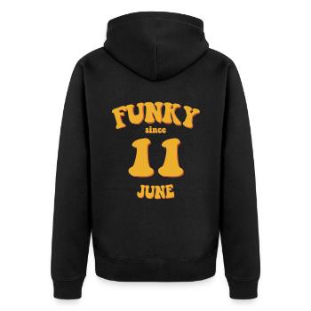 Funky Birthday: Juin 2011 - Flower Power - Veste à capuche bio Premium Unisexe - noir - Dos - Nico (187cm)