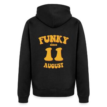 Funky Anniversaire: Août 2011 - Flower Power - Veste à capuche bio Premium Unisexe - noir - Dos - Nico (187cm)