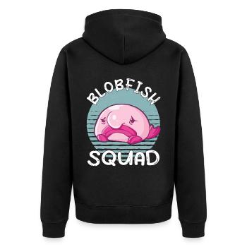 Costume de Blobfish - Visage de poisson Blob laid - - Veste à capuche bio Premium Unisexe - noir - Dos - Nico (187cm)