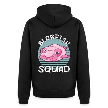 Costume de Blobfish - Visage de poisson Blob laid - - Veste à capuche bio Premium Unisexe - noir - Dos - Nico (187cm)