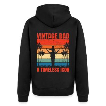 Retro Vintage Daddy 60s 70s 80s 90s Costume de fête - Veste à capuche bio Premium Unisexe - noir - Dos - Nico (187cm)