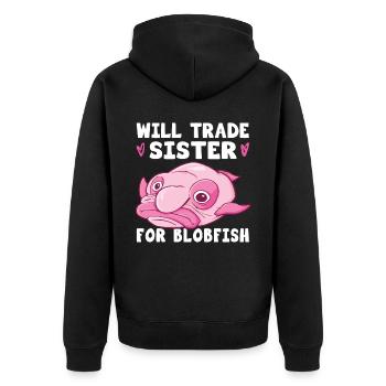 Costume de Blobfish - Visage de poisson Blob laid - - Veste à capuche bio Premium Unisexe - noir - Dos - Nico (187cm)