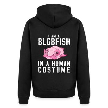 Costume de Blobfish - Visage de poisson Blob laid - - Veste à capuche bio Premium Unisexe - noir - Dos - Nico (187cm)