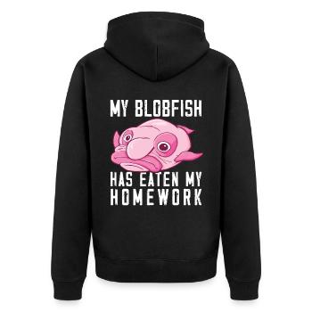 Costume de Blobfish - Visage de poisson Blob laid - - Veste à capuche bio Premium Unisexe - noir - Dos - Nico (187cm)