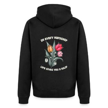 Tulips Cute - Unisex Premium Organic Zip Hoodie - black - Back - Nico (187cm)