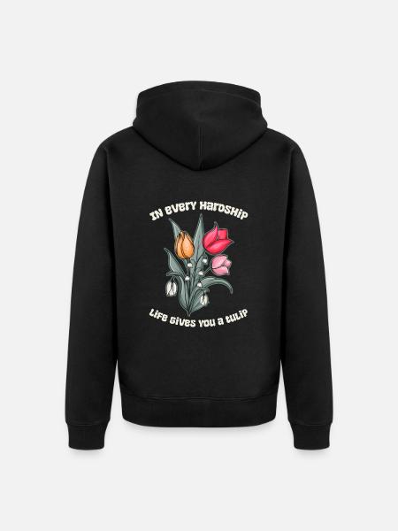 Tulips Cute - Unisex Premium Organic Zip Hoodie - black