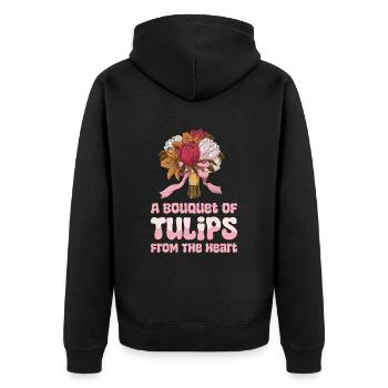 Tulips Cute - Unisex Premium Organic Zip Hoodie - black - Back - Nico (187cm)