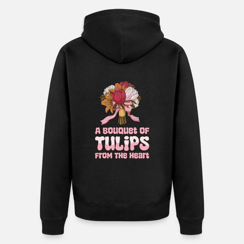 Tulipes mignonnes - Veste à capuche bio Premium Unisexe - noir