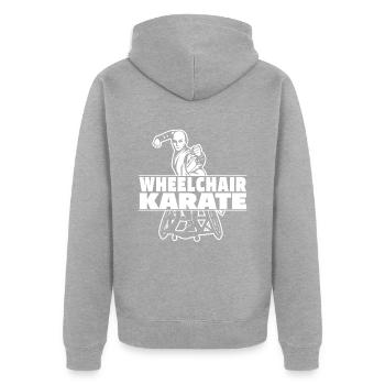Karate - Unisex Premium Bio Zip Hoodie - Grau meliert - Hinten - Nico (187cm)