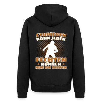 Lustiger Fecht Spruch für Fechter und - Unisex Premium Bio Zip Hoodie - Schwarz - Hinten - Nico (187cm)
