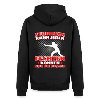 Lustiger Fecht Spruch für Fechter und - Unisex Premium Bio Zip Hoodie - Schwarz - Hinten - Nico (187cm)