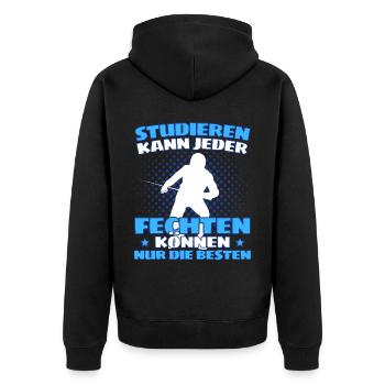 Lustiger Fecht Spruch für Fechter und - Unisex Premium Bio Zip Hoodie - Schwarz - Hinten - Nico (187cm)