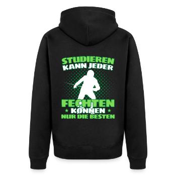 Lustiger Fecht Spruch für Fechter und - Unisex Premium Bio Zip Hoodie - Schwarz - Hinten - Nico (187cm)