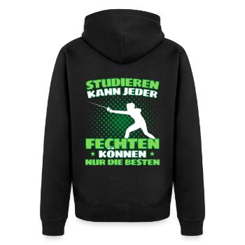 Lustiger Fecht Spruch für Fechter und - Unisex Premium Bio Zip Hoodie - Schwarz - Hinten - Nico (187cm)