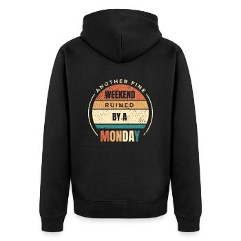 Schwarzer Humor - Unisex Premium Bio Zip Hoodie - Schwarz - Hinten - Nico (187cm)