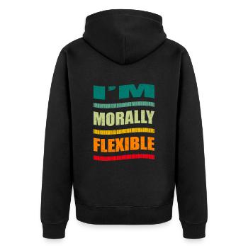 Schwarzer Humor - Unisex Premium Bio Zip Hoodie - Schwarz - Hinten - Nico (187cm)