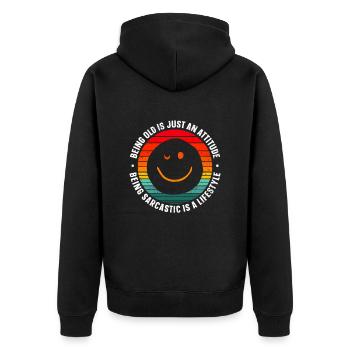 Black humor - Unisex Premium Organic Zip Hoodie - black - Back - Nico (187cm)
