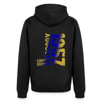 1957 August Limited Edition 66th Birthday Outfit - Unisex Premium Organic Zip Hoodie - black - Back - Nico (187cm)