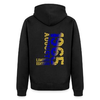 1965 Août Édition Limitée 58e Tenue d’anniversaire - Veste à capuche bio Premium Unisexe - noir - Dos - Nico (187cm)