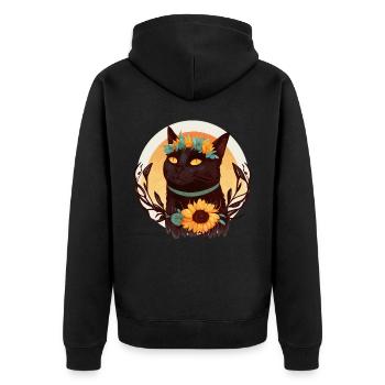 Watercolor Bombay Sunflower Cat Breed Pet Kitten - Unisex Premium Organic Zip Hoodie - black - Back - Nico (187cm)