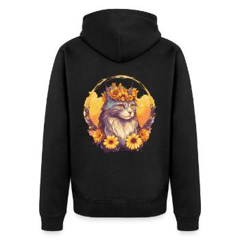 Cute Maine Coon Sunflower Cat Breed Pet Kitten - Unisex Premium Organic Zip Hoodie - black - Back - Nico (187cm)