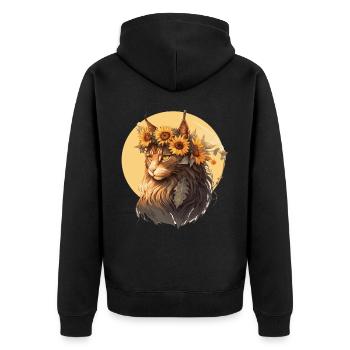 Cute Maine Coon Sunflower Cat Breed Pet Kitten - Unisex Premium Organic Zip Hoodie - black - Back - Nico (187cm)