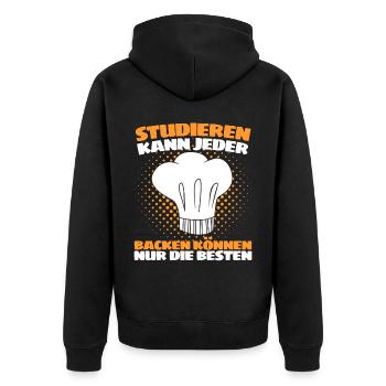BACKEN KÖNNEN NUR DIE BESTEN - Bäcker Konditor - Unisex Premium Bio Zip Hoodie - Schwarz - Hinten - Nico (187cm)
