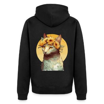 Mignon Manx Sunflower Cat Race Pet Kitten - Veste à capuche bio Premium Unisexe - noir - Dos - Nico (187cm)