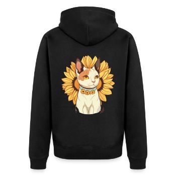 Cute Japanese Bobtail Sunflower Cat Breed Pet Kitt - Unisex Premium Bio Zip Hoodie - Schwarz - Hinten - Nico (187cm)