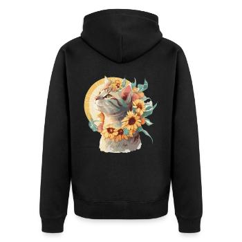 Aquarelle American Shorthair Sunflower Cat Race - Veste à capuche bio Premium Unisexe - noir - Dos - Nico (187cm)