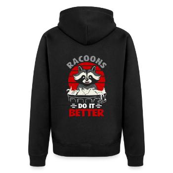 Raccoon lover picking garbage, - Unisex Premium Organic Zip Hoodie - black - Back - Nico (187cm)