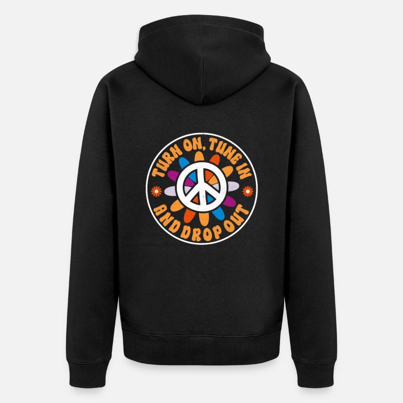 Citation hippie Groovy Peace - Veste à capuche bio Premium Unisexe - noir