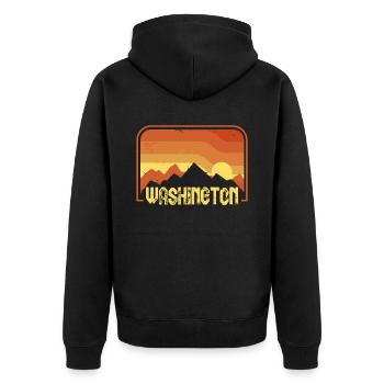 Washington - Unisex Premium Organic Zip Hoodie - black - Back - Nico (187cm)
