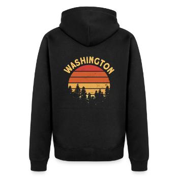 Washington - Unisex Premium Bio Zip Hoodie - Schwarz - Hinten - Nico (187cm)