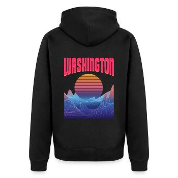 Washington - Unisex Premium Organic Zip Hoodie - black - Back - Nico (187cm)