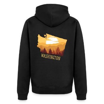 Washington - Unisex Premium Bio Zip Hoodie - Schwarz - Hinten - Nico (187cm)