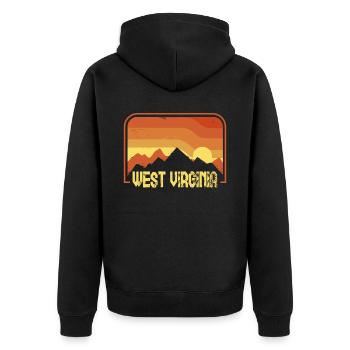 West Virginia - Unisex Premium Bio Zip Hoodie - Schwarz - Hinten - Nico (187cm)