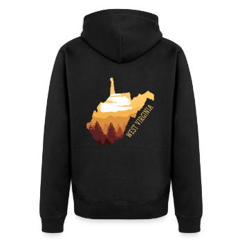 West Virginia - Unisex Premium Bio Zip Hoodie - Schwarz - Hinten - Nico (187cm)