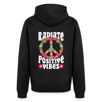Hippie Be Kind Kindness Peace - Veste à capuche bio Premium Unisexe - noir - Dos - Nico (187cm)