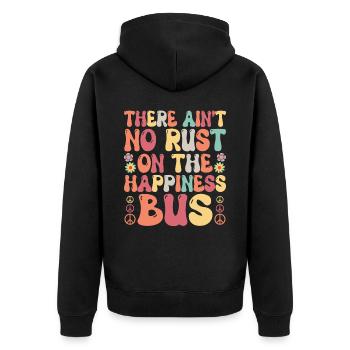 Hippie Frieden Freundlichkeit - Unisex Premium Bio Zip Hoodie - Schwarz - Hinten - Nico (187cm)