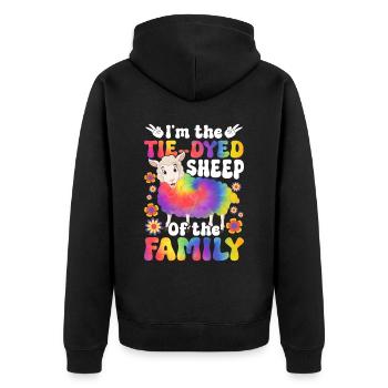Lustiger Hippie-Frieden - Unisex Premium Bio Zip Hoodie - Schwarz - Hinten - Nico (187cm)