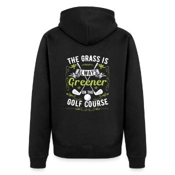 Lustiges Golfplatz-Zitat Golfer Golfen - Unisex Premium Bio Zip Hoodie - Schwarz - Hinten - Nico (187cm)