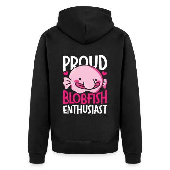 Blobfisch Fier Blobfish Enthausiast - Veste à capuche bio Premium Unisexe - noir - Dos - Nico (187cm)
