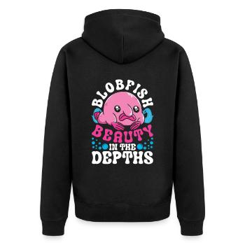 Blobfisch Blobfish Beauté dans les profondeurs - Veste à capuche bio Premium Unisexe - noir - Dos - Nico (187cm)