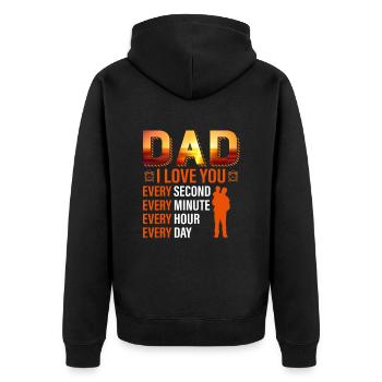 Herren Papa Papa Vatertag Vintage Ehemann Lustig - Unisex Premium Bio Zip Hoodie - Schwarz - Hinten - Nico (187cm)