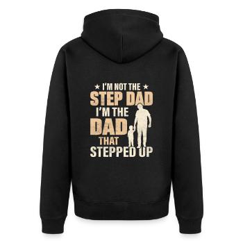 Herren Papa Papa Vatertag Vintage Ehemann Lustig - Unisex Premium Bio Zip Hoodie - Schwarz - Hinten - Nico (187cm)