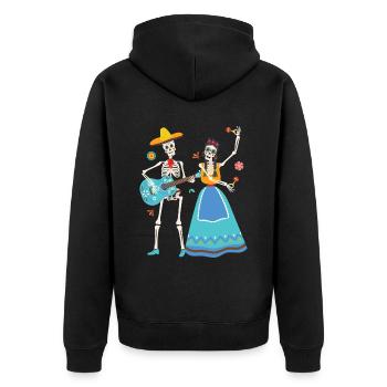 Dia de Los Muertos Tanz Mexiko - Unisex Premium Bio Zip Hoodie - Schwarz - Hinten - Nico (187cm)